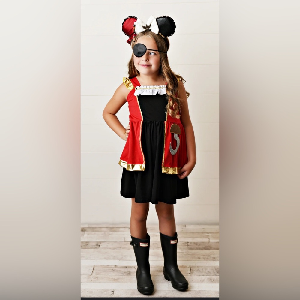 Kids Pirate Costume - Red and Black with Ears